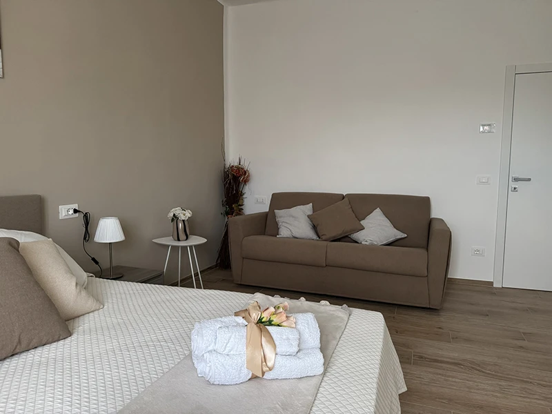 Salon confortable avec un canapé douillet et une table élégante, idéal pour se détendre et se réunir.